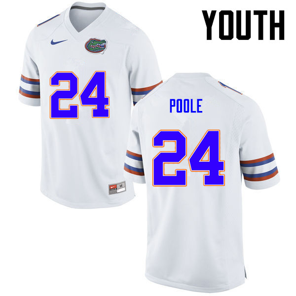 Youth Florida Gators #24 Brian Poole College Football Jerseys-White - Click Image to Close